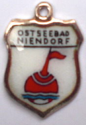 OSTSEEBAD NIENDORF, Germany - Vintage Silver Enamel Travel Shield Charm (image for) OSTSEEBAD NIENDORF, Germany - Vintage Silver Enamel Travel Shield Charm